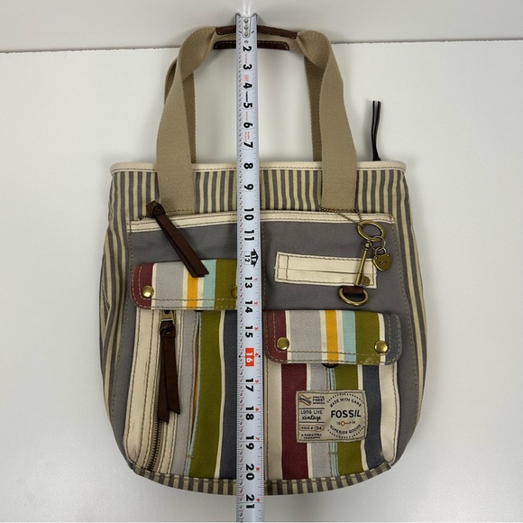 Fossil Striped Canvas Tote Bag - Picture 15 of 16